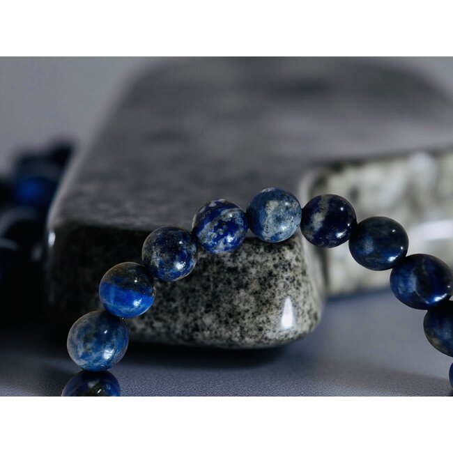 Armband Lapis Lazuli Boeddhahoofd 8 mm Kralen