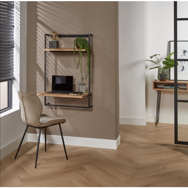 Wandplank-Wandbureau Desk Air Solid - Acaciahout-Metaal