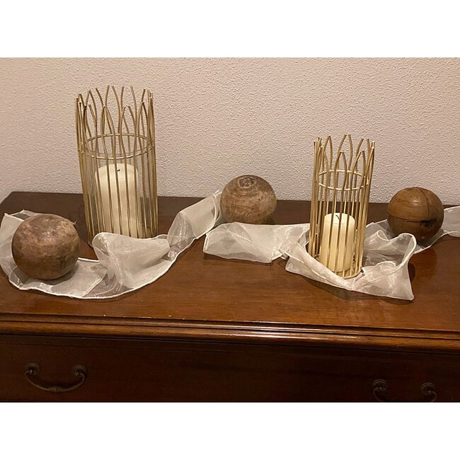 Gouden Windlichten - Set van 2 - Aluminium & Glas