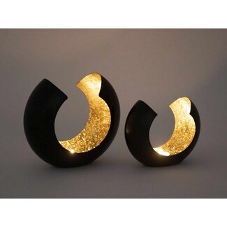 Theelichthouder Set van 2 - Zwart Mat & Goud - Metaal