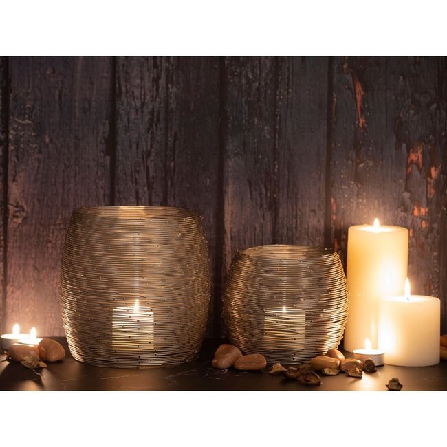Windlichten Draadstaal - Set van 2 - Goud of Zilver