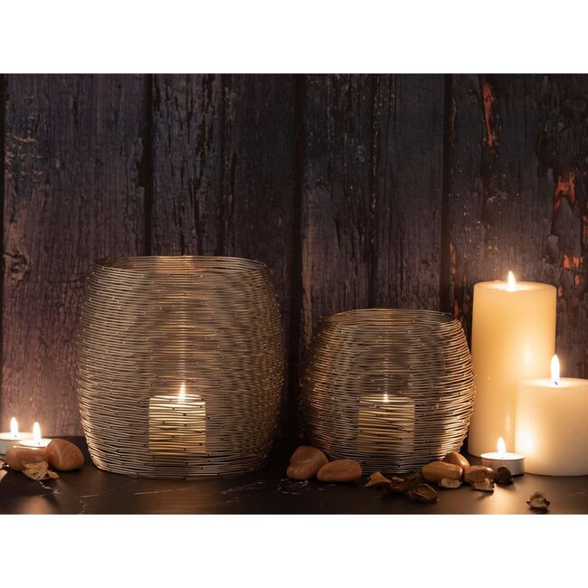 Windlichten Draadstaal - Set van 2 - Goud of Zilver