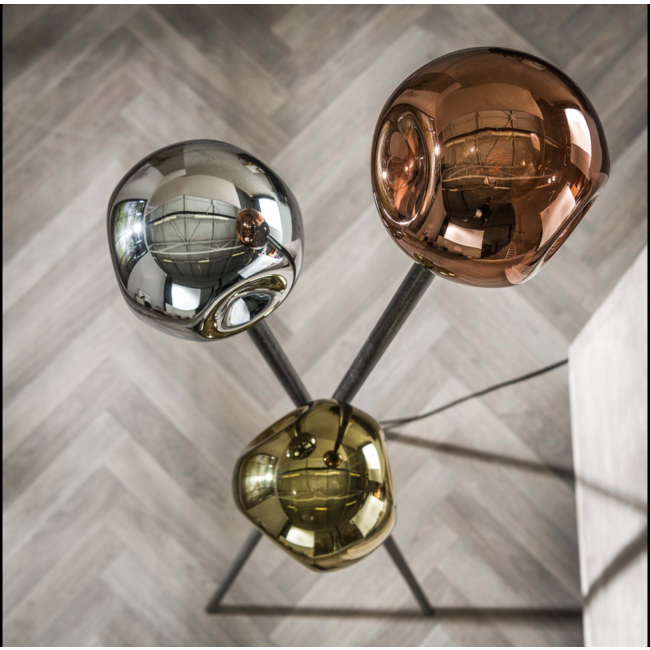 Vloerlamp Zwart Frame Met Goud Koper Chroom Glas