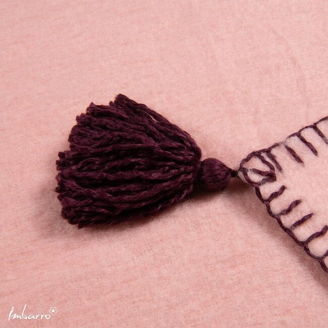 Imbarro Plaid Evie - Wolmix - Roze Rood - Kwastjes