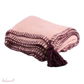 Imbarro Plaid Evie - Wolmix - Roze Rood - Kwastjes