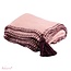 Imbarro Plaid Evie - Wolmix - Roze Rood - Kwastjes