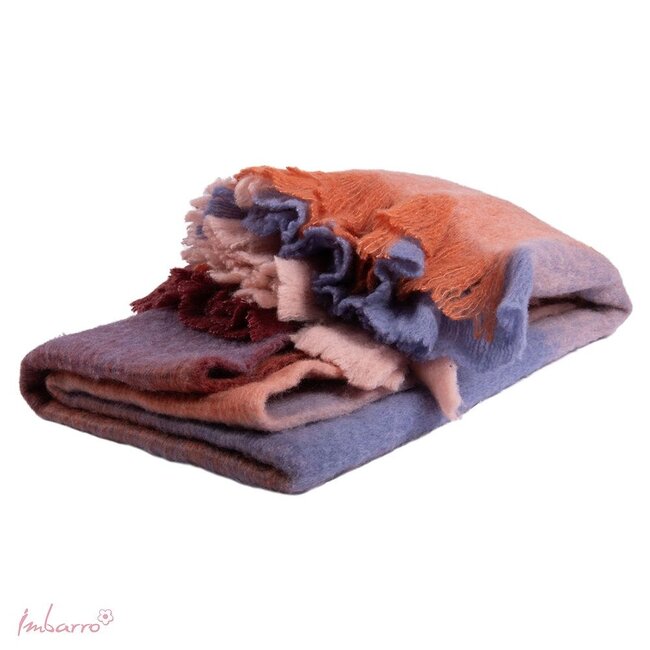 Imbarro Plaid Verah Blocks - Multi/Oranje - Wolmix - 130x170 cm