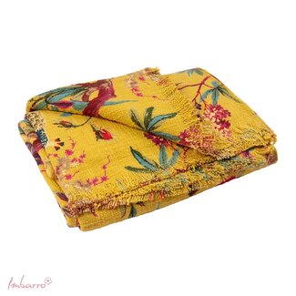 Plaid Paradise Lime - Katoen Handgeweven met Franjes