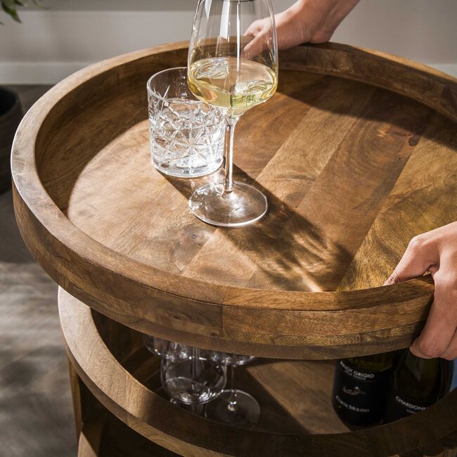 PS-Collection Wijntrolley Wave - Mangohout Zandkleur - 3 Leggers