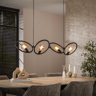 PS-Collection Hanglamp Metaal Artic Zwart 4 Lichtpunten - Loop