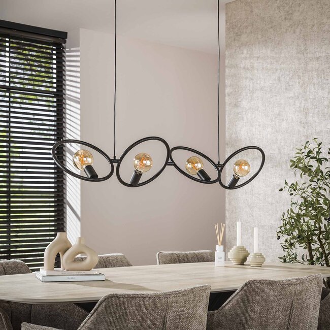 Hanglamp Metaal Artic Zwart 4 Lichtpunten - Loop
