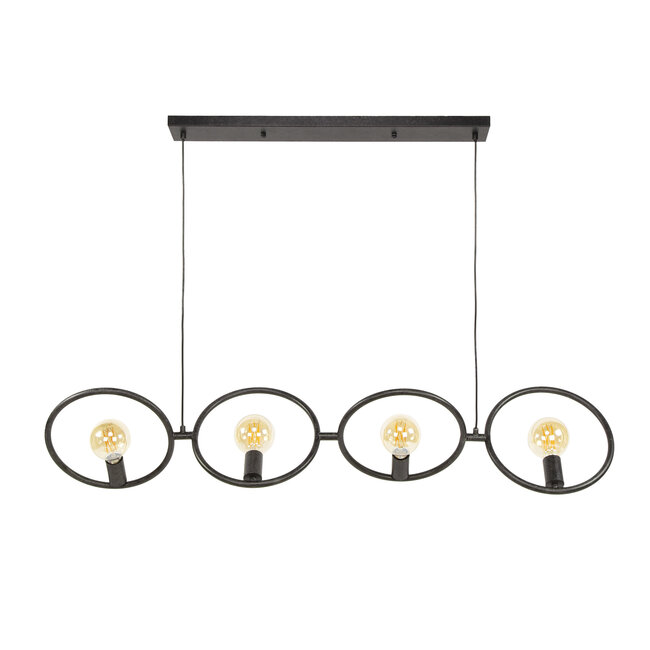 Hanglamp Metaal Artic Zwart 4 Lichtpunten - Loop