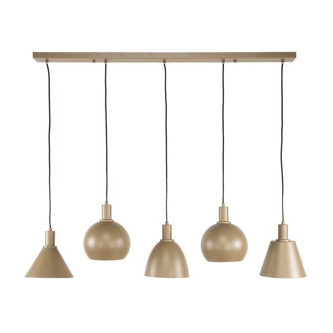 Hanglamp Metallo - Beige Metaal - 5-lichts