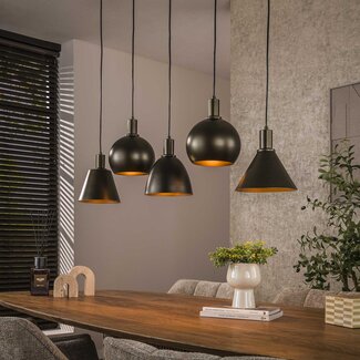 PS-Collection Hanglamp Sienna Bruin Metaal 5 Lichtpunten - Metallo