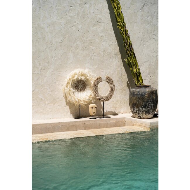 De Papua Disc Decoratie op Standaard - Wit - M