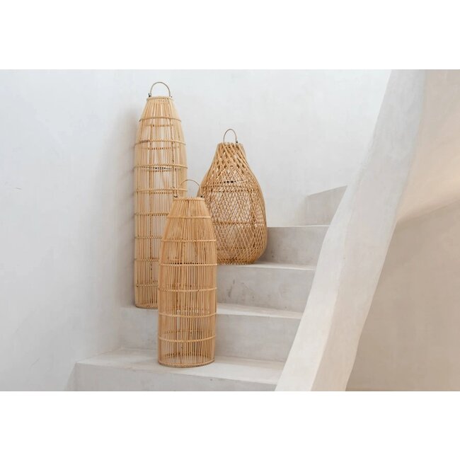 De Fish Trap Hanglamp/Vloerlamp - 22x62cm - Naturel - Rotan 