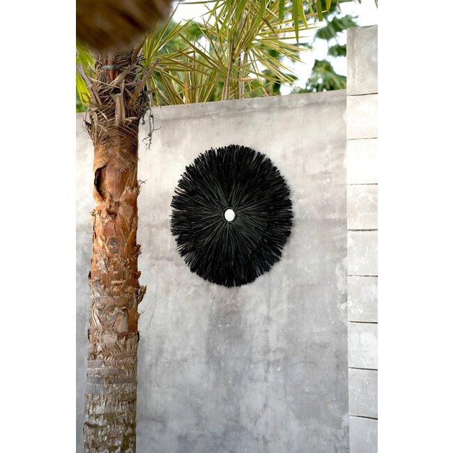 Wanddecoratie Juju - Zwart - Raffia - Ø50 cm