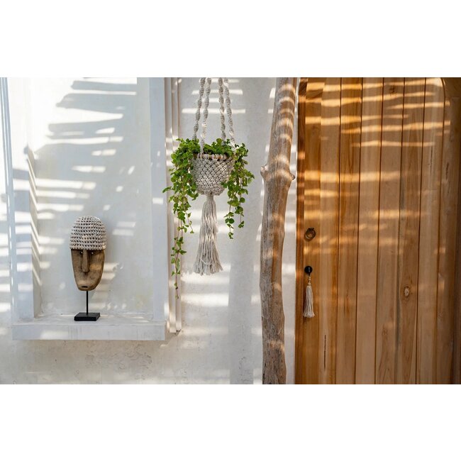 Masker op standaard - Hout & schelpen - Naturel - 40×17×10 cm