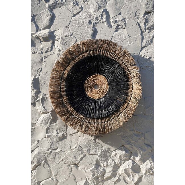 Wanddecoratie XL Amazonia - Bananenblad - Naturel/Zwart - Ø110 cm