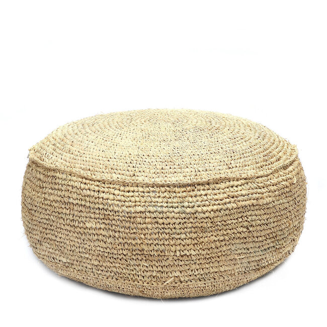 Ronde Poef Flores - Raffia - Naturel - Ø60 x 35 cm
