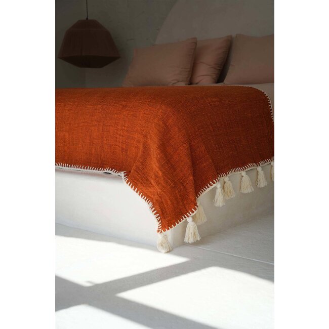 The Stitch Bedsprei - 246x126 cm - Katoen - Terracotta - Woondeken