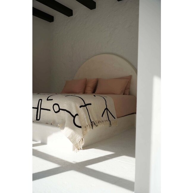 Bedsprei van katoen - Beige/Zwart - 128x240 cm