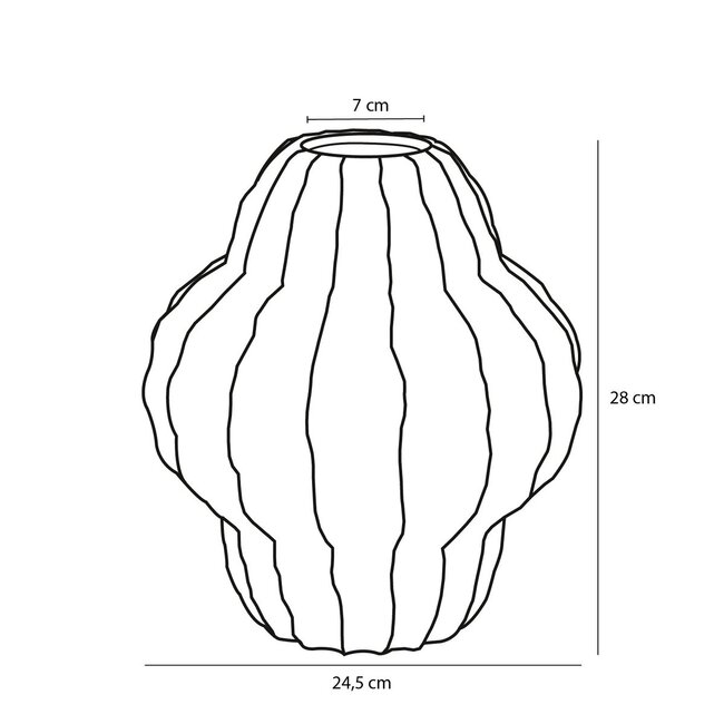 Gouden Keramieken Vaas - Handgemaakt Geribbeld Design