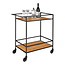 Bar Trolley Zwart Frame - 2 Planken Eiken Look