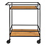 Bar Trolley Zwart Frame - 2 Planken Eiken Look