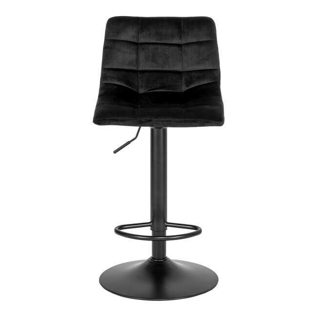 Barstoelen Zwart Velvet - Set van 2 met Metalen Poot