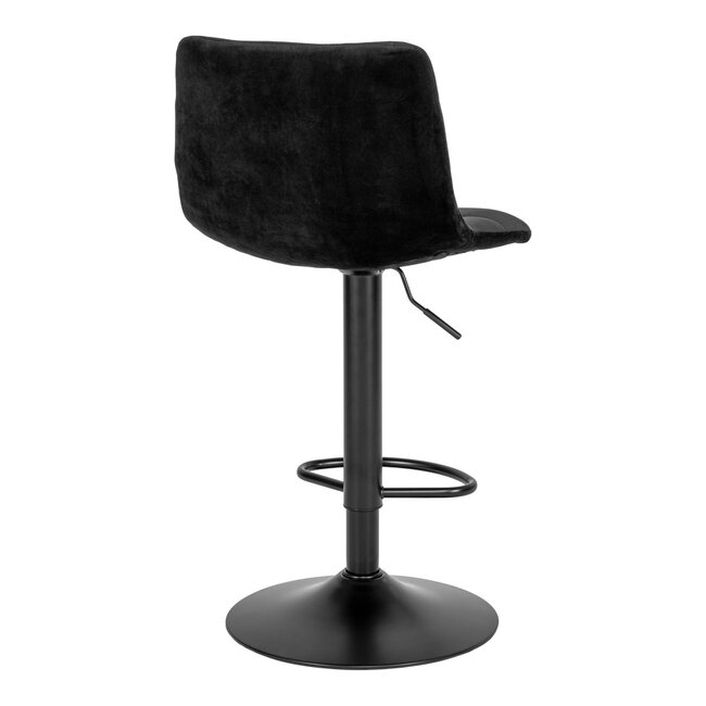 Barstoelen Zwart Velvet - Set van 2 met Metalen Poot