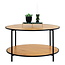 Industriële Salontafel Rond Houtlook Zwart Frame