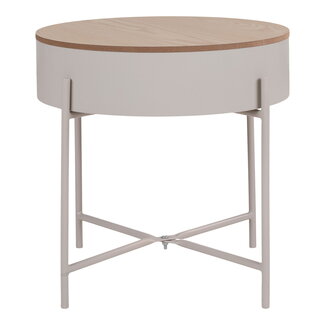 Bijzettafel Rond Beige Grijs Metaal - House