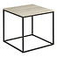 Bijzettafel Travertin - Zwart Frame VierkantBijzettafel Travertin Look Blad - Zwart Frame Vierkant