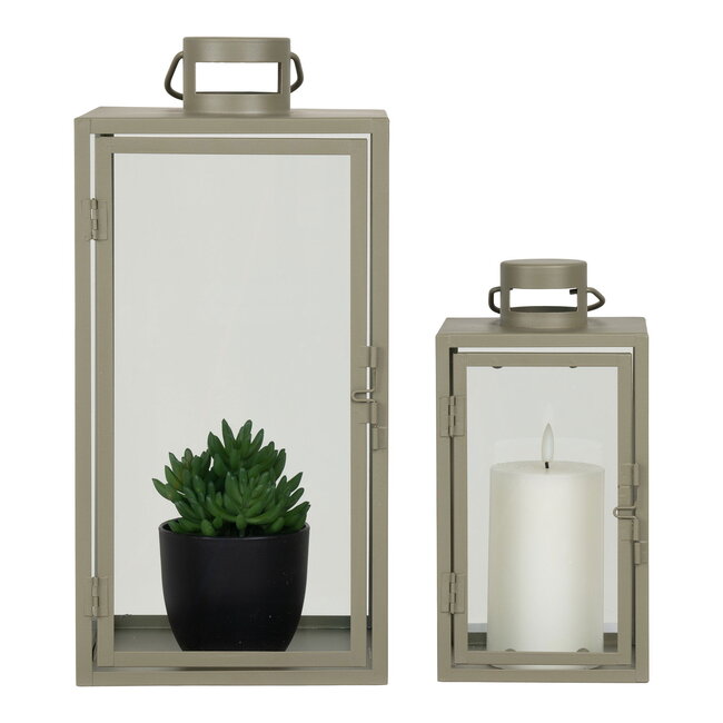 Lantaarns Set van 2 - Groen - Metaal & Glas