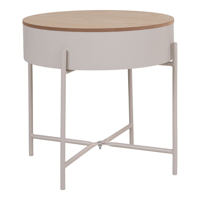 Bijzettafel Rond Beige Grijs Metaal - House