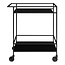 Bar Trolley Zwart - 2 Planken met Wieltjes
