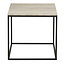 Bijzettafel Travertin - Zwart Frame VierkantBijzettafel Travertin Look Blad - Zwart Frame Vierkant