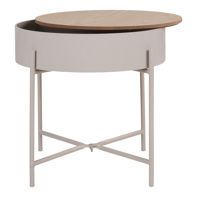 Bijzettafel Rond Beige Grijs Metaal - House