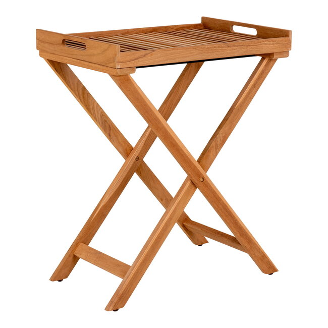 Bijzettafel Teakhout - Opklapbare Dienbladtafel