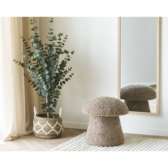 Poef Bruin - Ronde Poef met Paddenstoelvorm