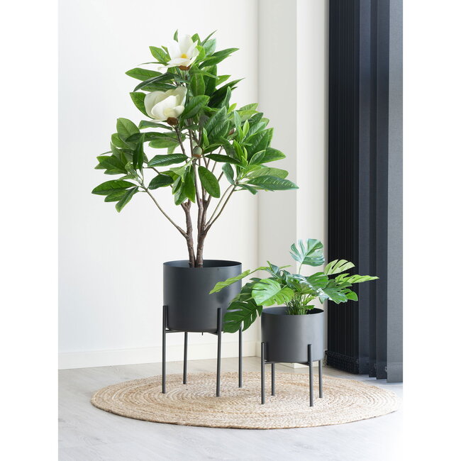 Bloempotten Grijs Metaal - Set van 2 Plantenhouders