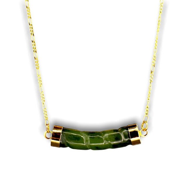Vergulde Ketting met Groene Jade - Sterling Zilver