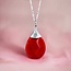Zilveren Ketting met Rode Jade - 925 Sterling Zilver