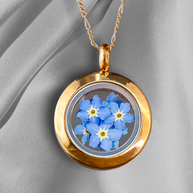 Rosévergulde Ketting met Echte Bloemen - 925 Zilver