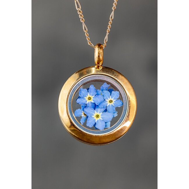 Rosévergulde Ketting met Echte Bloemen - 925 Zilver