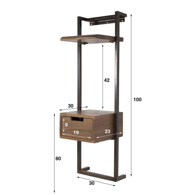 Nachtkastje Acaciahout Bruin 1 Lade - Air Solid XS
