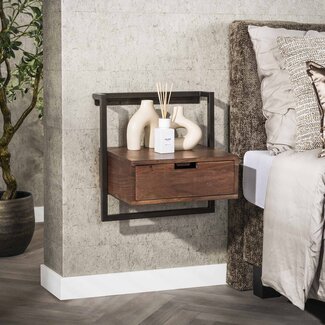 PS-Collection Nachtkastje Zwevend Acaciahout Bruin 1 Lade - Air Solid