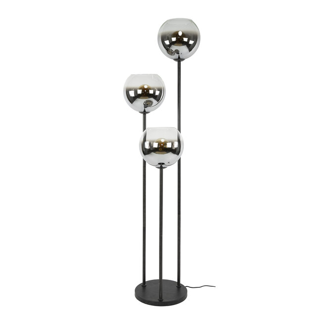 Vloerlamp Rookglas Zwart 3 Lichtpunten - Bubble Shaded