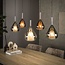 PS-Collection Hanglamp Amber Koper Chroom Glas 5-Lichts - Wings